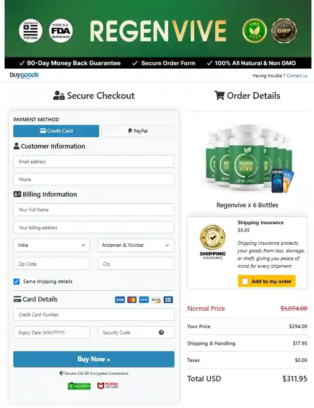 RegenVive Order Page